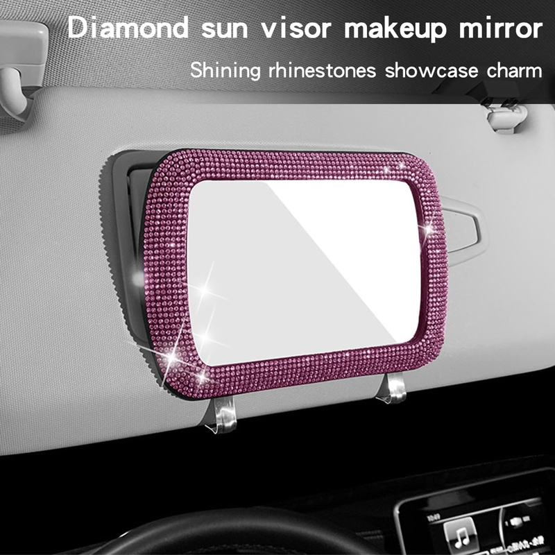 Luxury Skincare Accessories - Luxury Full-Diamond Car Makeup Mirror Sunshade