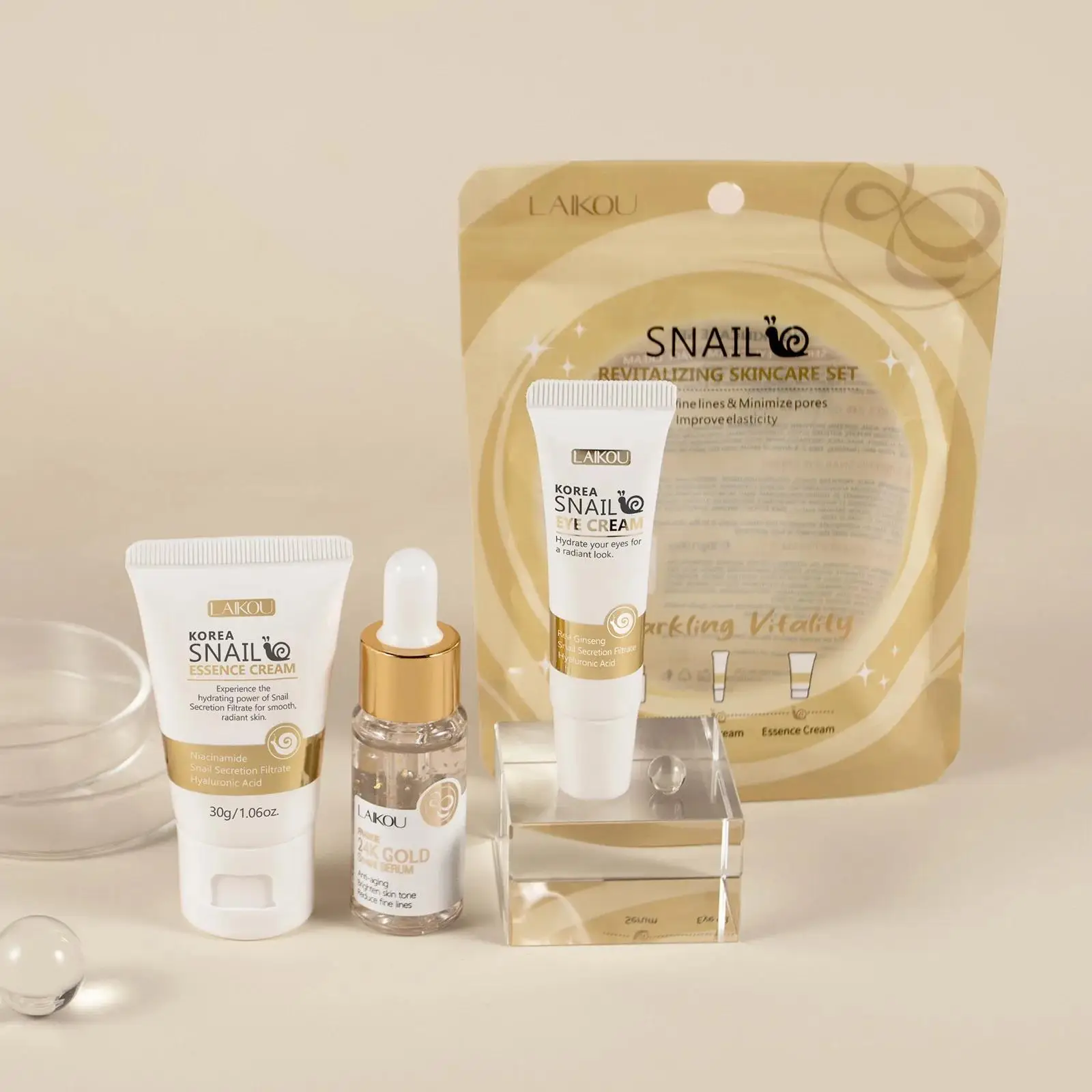 Luxury Skincare Cream - 24K Gold Snail Repair Serum Eye