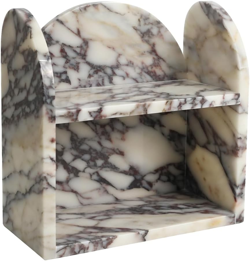 Luxury Natural Skincare - 2-Tier Natural Marble Bathroom Counter Storage