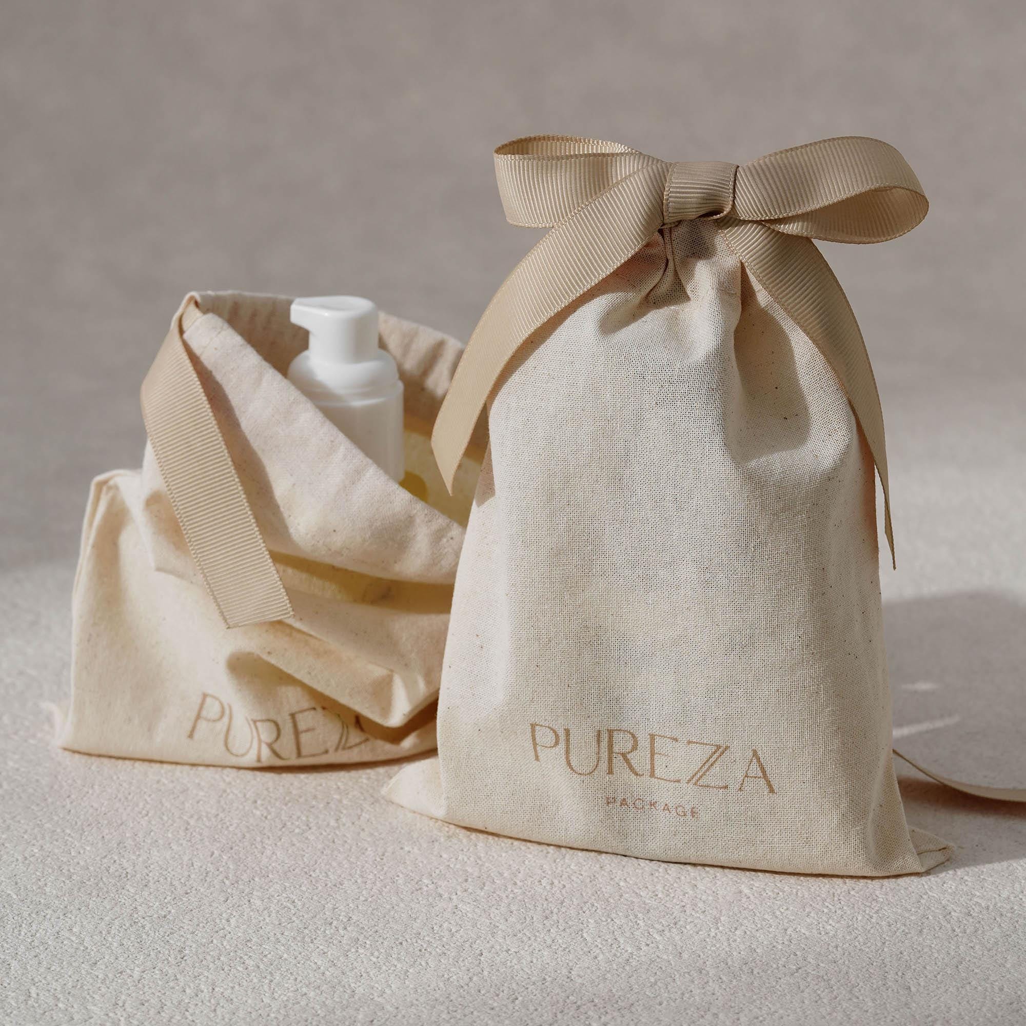 Luxury Natural Skincare - Customizable Natural Cotton Drawstring Pouch Eco-Friendly